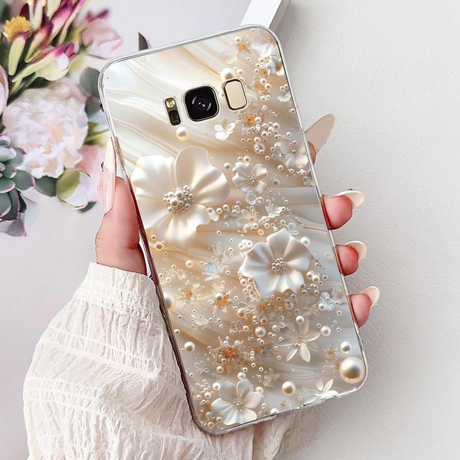 For Samsung Galaxy S8 Plus Case SM-G955F Luxury Flowers Painted Cover Soft Slim Phone Case For Samsung S8 S8+ GalaxyS8 Plus Bags