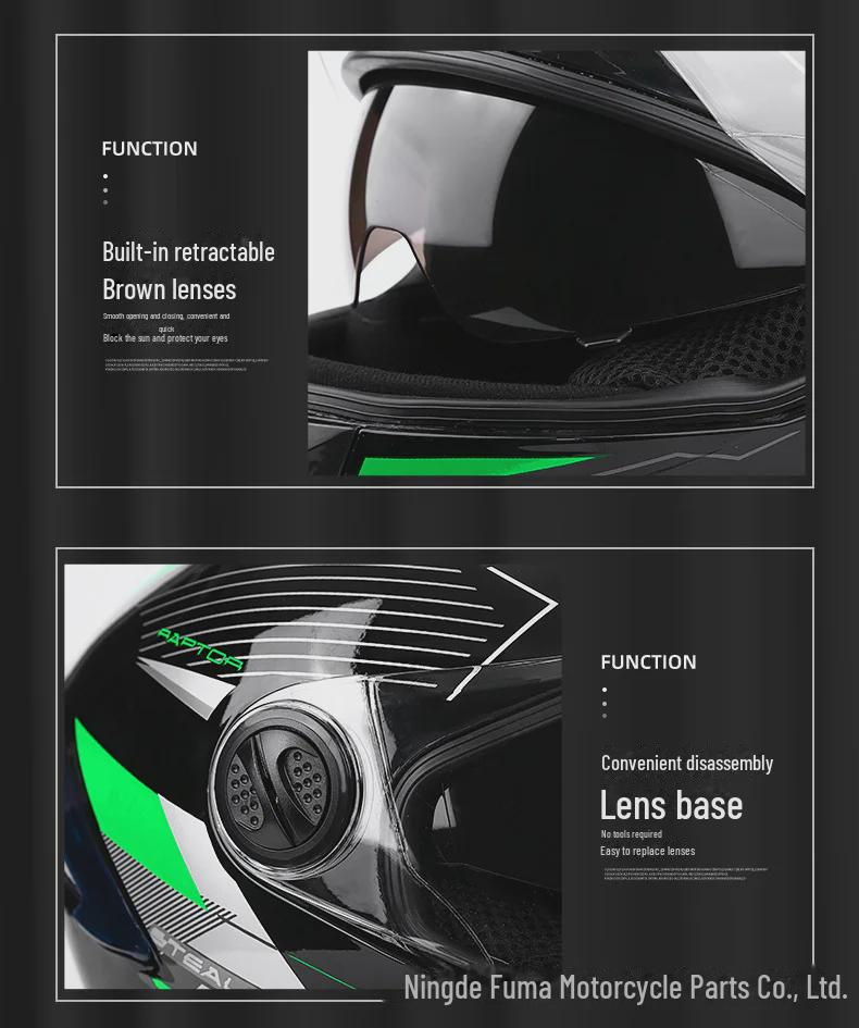 Electric Motorcycle Helmet with Dual Visors for All Seasons - Men's and Women's Winter Warm Full Helmet