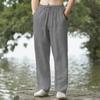 Men's casual pants summer breathable new loose solid color wide-leg straight trousers