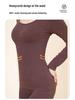 Women's Autumn Warm Clothing Set: Acrylic Heat-Generating Seamless Slimming Underwear and Pants for Body Shaping.