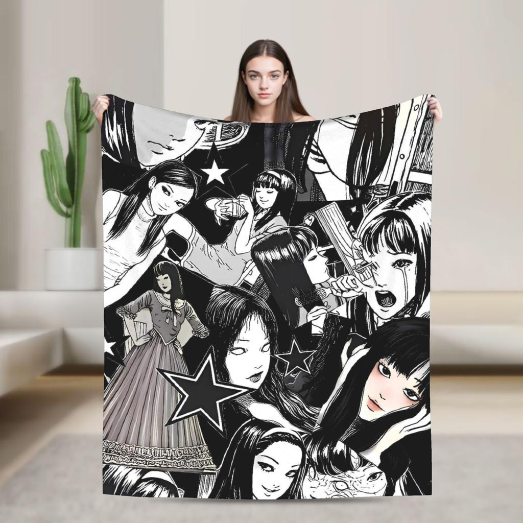 Tomie Junji Ito Blanket  Soft Fashion Plush Throw Blanket For Couch Chair Sofa Bed Travel Flannel Bedspread Bed Cover