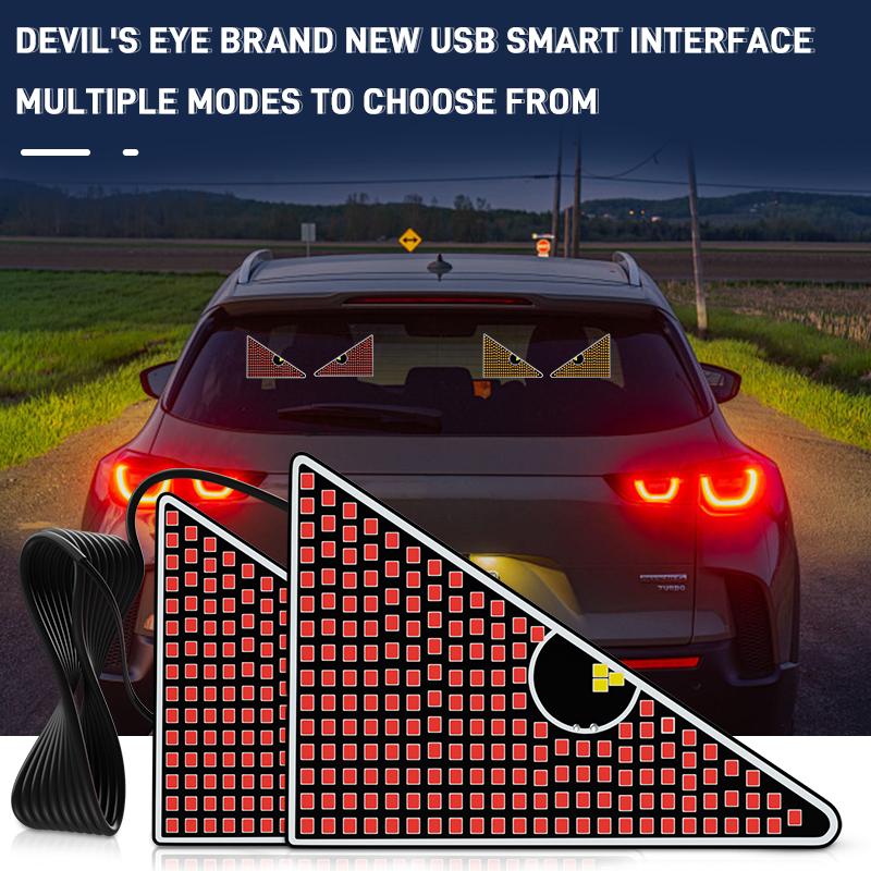 LED-Auto-Dekorationsleuchte, lustige Teufelsaugen-Atmosphärenleuchten, LKW-Auto-Front- und Heckscheiben-USB-Blitzlicht-Warnleuchten
