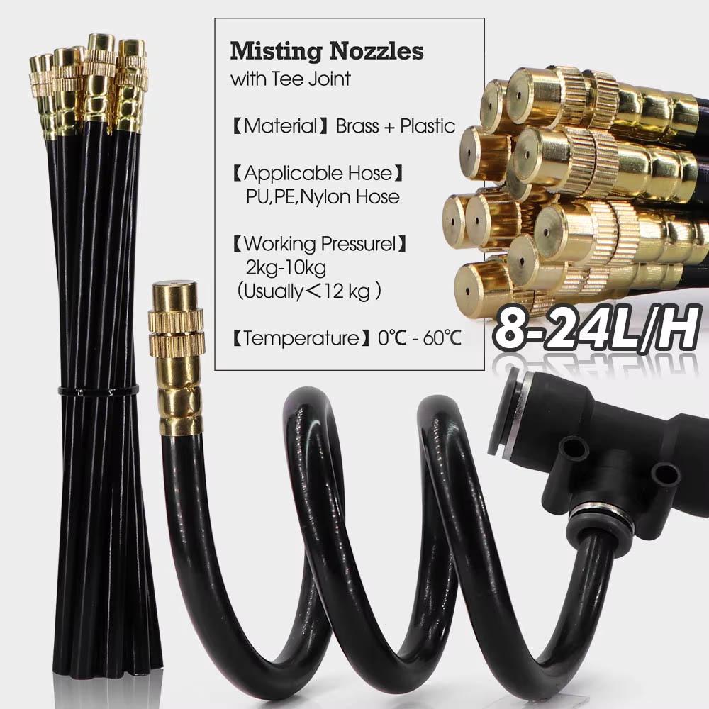 30-5m Free-bend Sprayer System 5/8mm PE Hose Misting Cooling Outdoor Garden Plant Fogging Watering Irrigation Humidification Kit