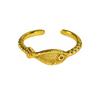 Medieval Light Luxury Gold Full Diamond Row Diamond Star Small Fish Opening Ring Niche High Sense Personality Ring Woman