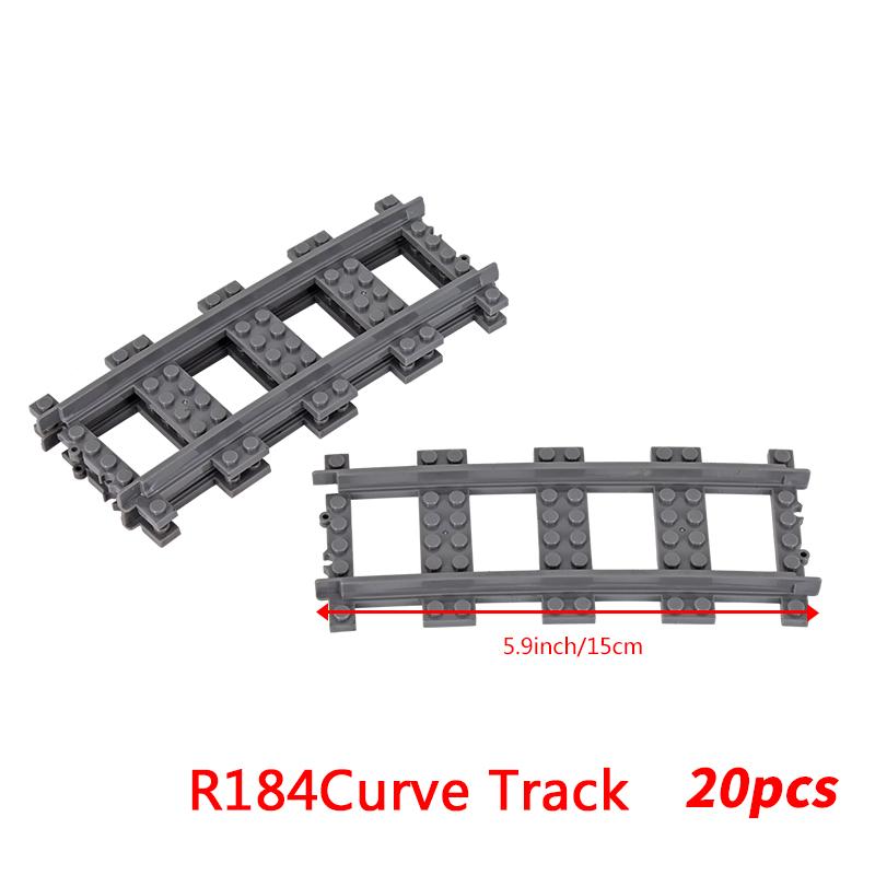 20PCS MOC City Bricks Train Flexible Construction Parts Railway Curve Track R120 Building Blocks Model Accessories Compatible
