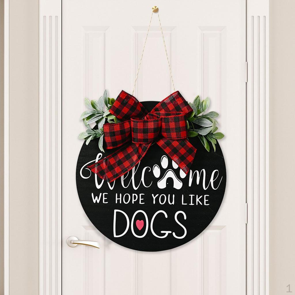 Farmhouse Round Welcome Door Sign Porch Window and Wall Ing Bow Greenery Wreath Party Seasonal Decor