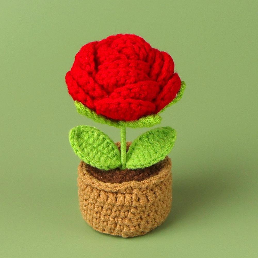 Crochet Sunflowers Potted Cute Knitting Flower Pot Flower Pot Handwoven Plant Car Table Bookshelf Home Decor Gift