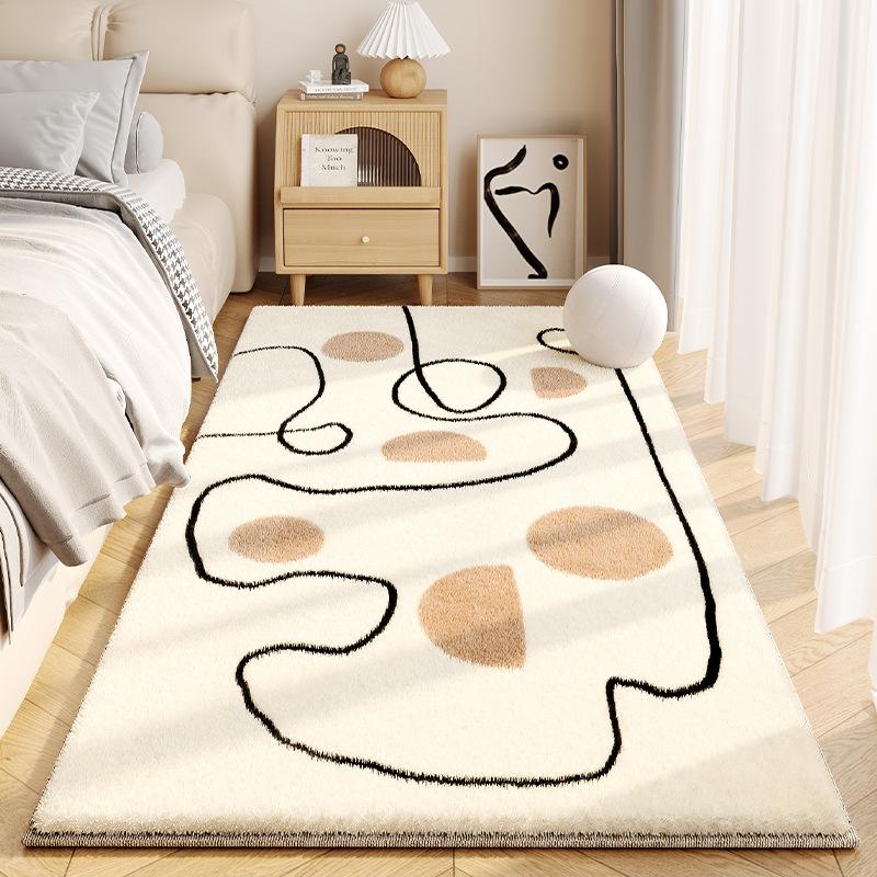 Simple Cream Style Faux Cashmere Living Room Fluffy Rugs Home Decor Bedroom Cloakroom Bedside Non-Slip Rugs