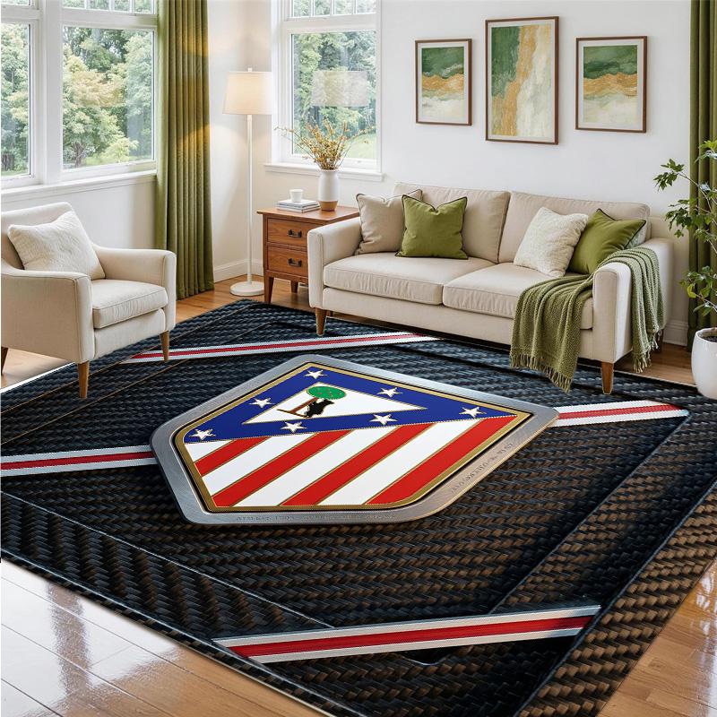 Atletico Madrid Design Crystal Velvet Rug Soft Decorative Mat for Bedroom Entrance
