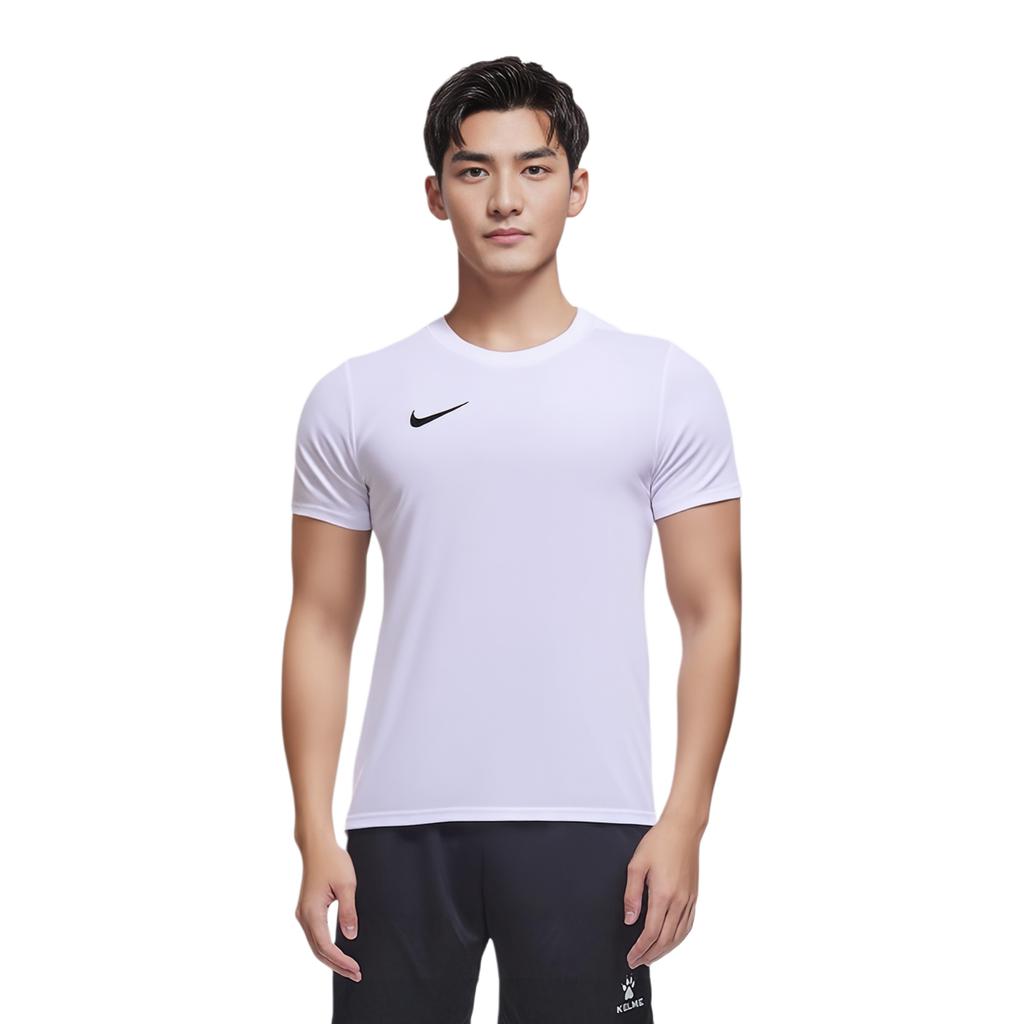 Nike Cor Sólida Estampa Simples Logo Pequeno Secagem Rápida Gola Redonda Manga Curta Camiseta de Futebol Masculina tops Preto HF0524-010