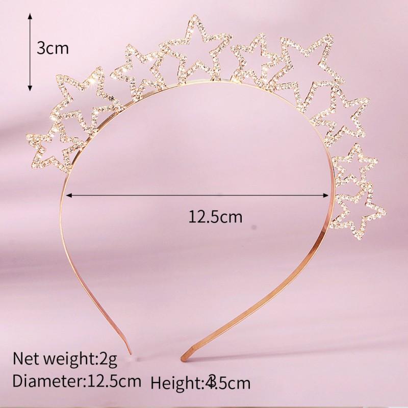 

Korean Exquisite Bridal Headwear Super Fairy Rhinestones Star Head Buckle Wedding Party Accessories Hollow Headband
