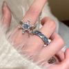 Blue Zircon Snowflake Ring Women'S Niche Design Sense Versatile High Sense Adjustable Index Finger Ring