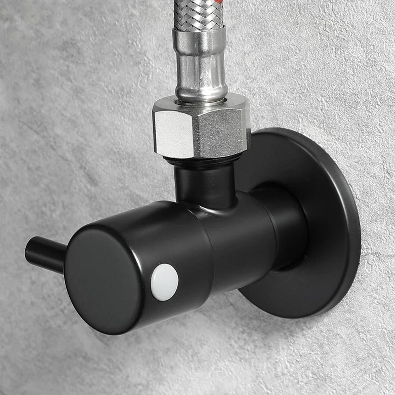 Black Angle Valve 304 Stainless Steel Water Stop Valve Leak-Proof Water Cold And Hot General Bathroom Accessories