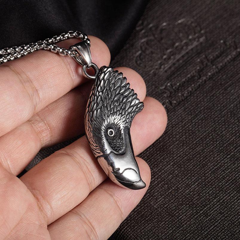 

Ожерелье из титановой стали, модные мужские украшения в стиле хип-хоп, голова орла, клюв орлиного клюва, ожерелье из нержавеющей стали