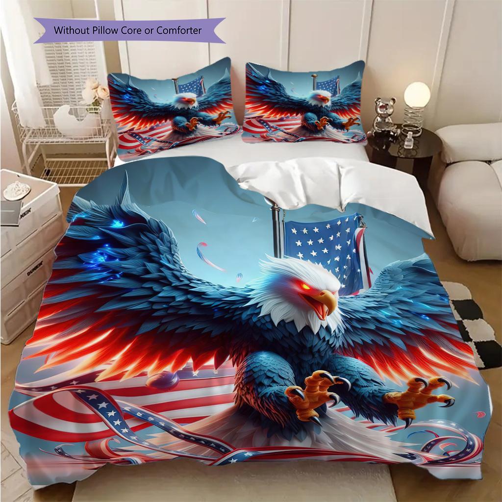 American Bald Eagle Poster Bedding, Duvet Cover, Pillowcase, Home Decoration, Birthday Gift (1 * Duvet Cover+2 * Pillowcase, Coreless)