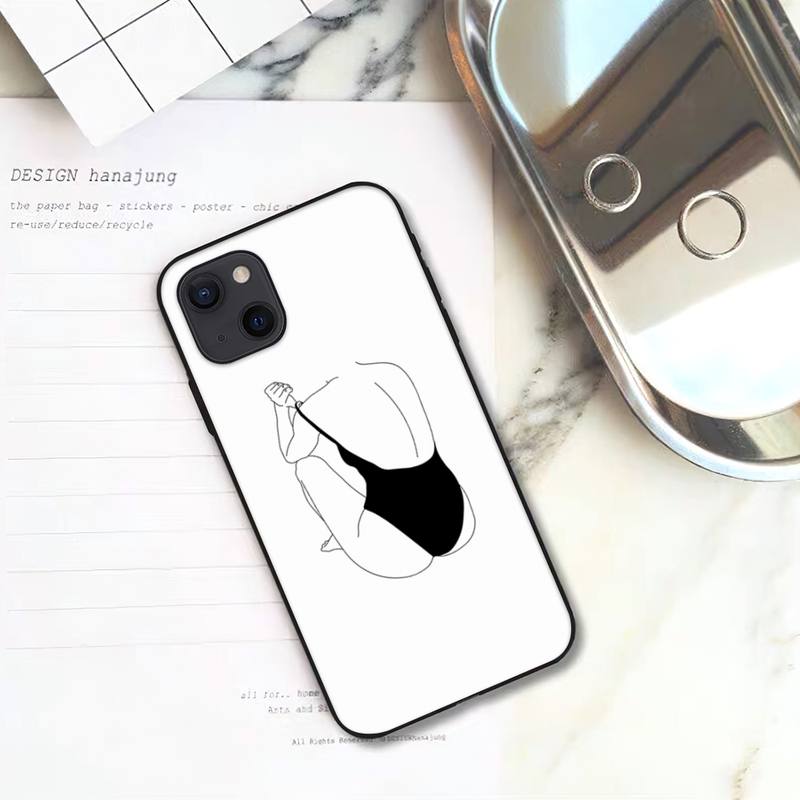 

Чехол для телефона с белой линией и бикини для девочек для iPhone 11 12 Mini 13 Pro XS Max X 8 7 6s Plus 5 SE XR Shell iPhone14pro