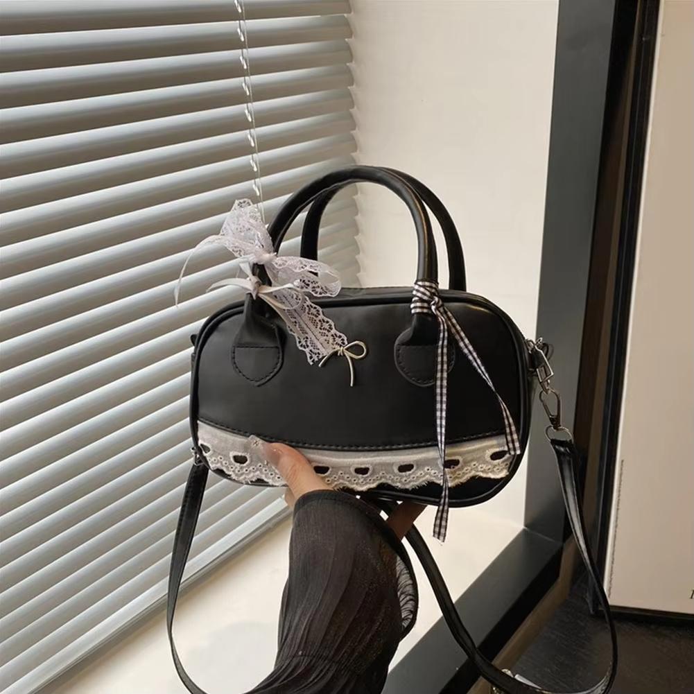 Simple Elegant Handbag Bost Shoulder Bag Lace Ribb Bow Decor Crossbody Bag Small Square Bag Casual Women Bags