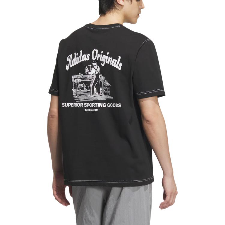 adidas Originals Wab T-Shirt Sports Round Neck Versatile Short Sleeve T-Shirt Men Tops Black JX2632