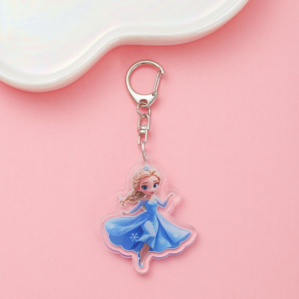 1/9Pcs Disney Princess Frozen Elsa Acrylic Keychain Cute Backpack Pendant Funny Bag Charms Accessories Decoration Holiday Gifts