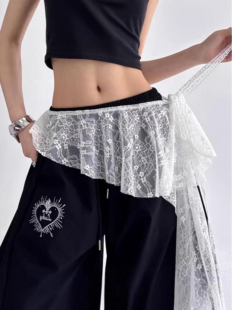 Trendy Lace Layered Triangle Scarf & Dance Wrap Skirt