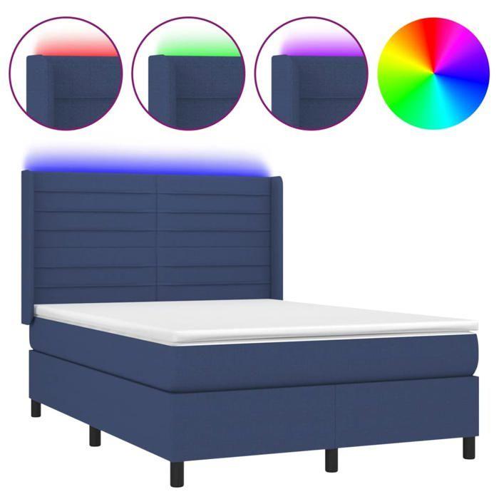 VidaXL Slatted Bed Base with Mattress and LED, Upholstered Bed, Double Bed, Adult Bed for Interior Bedroom, 3138395