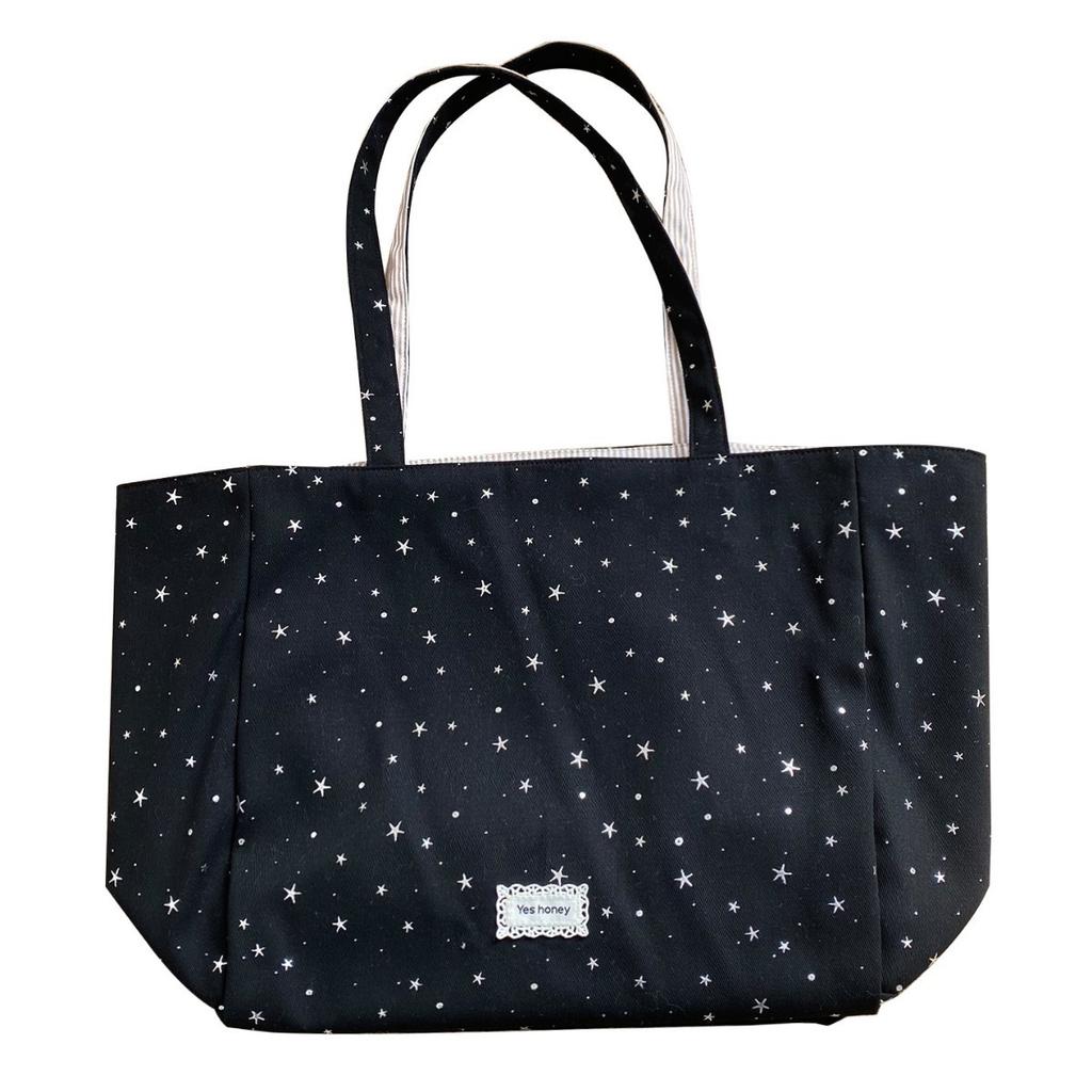 Cute Star Print Double Sided Tote Bag Large Capacity Casual Shoulder Handbag for Women KTB