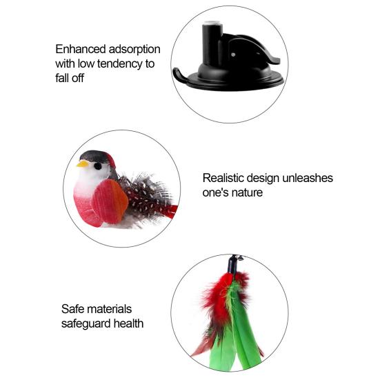 Pírková hračka pro kočky s tyčkou Interaktivní kočičí lákadlo s přísavkou 2 herní režimy Kočičí tyčková hračka pro vnitřní cvičení a zábavu