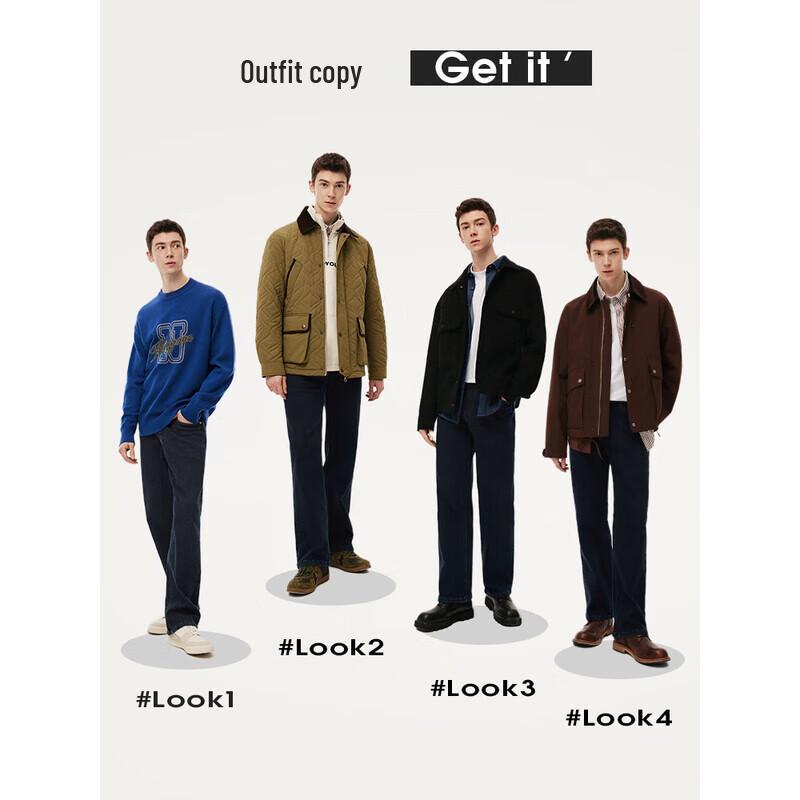 Navigare Men's 2025 Thick Warm Straight-Leg Denim Jeans