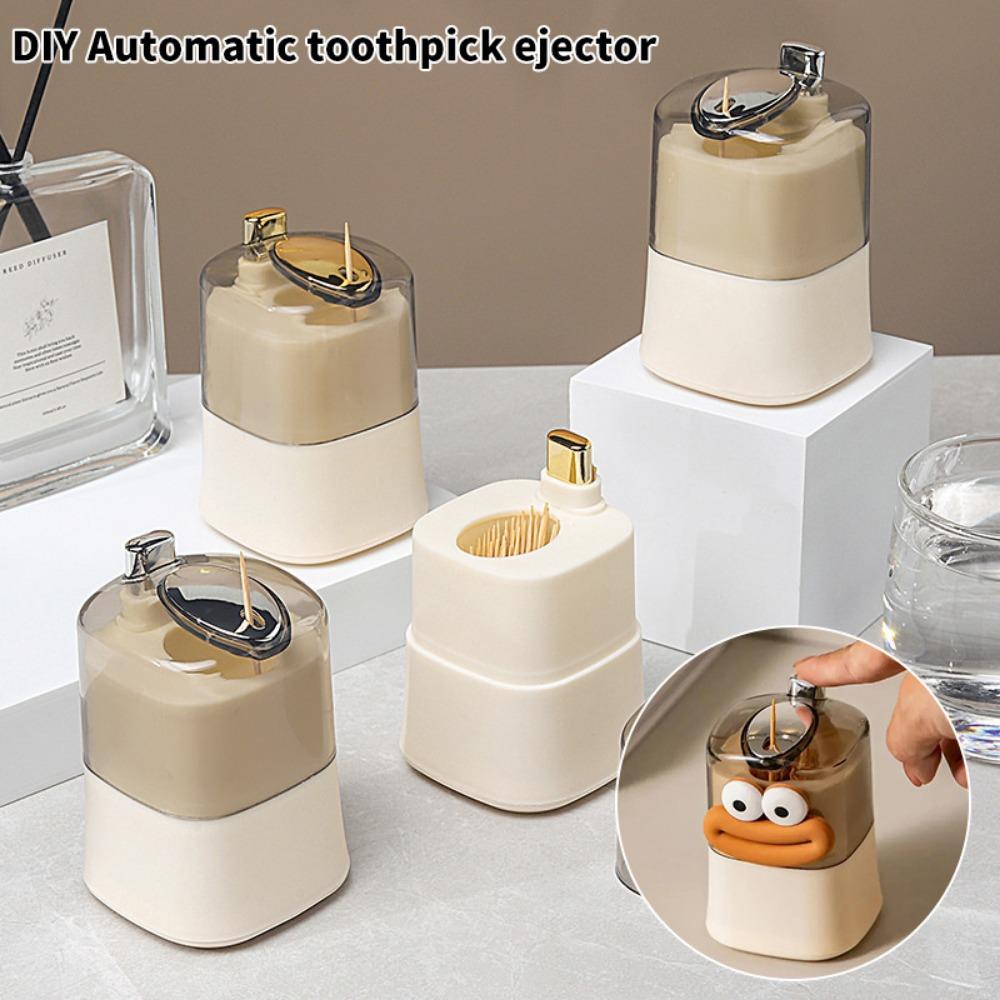 1pc Creative Pop-Up Toothpick Holder, Automatic Dispensing Toothpick Storage Organizer, PPSU Plastic, Decorative Toothpick Box