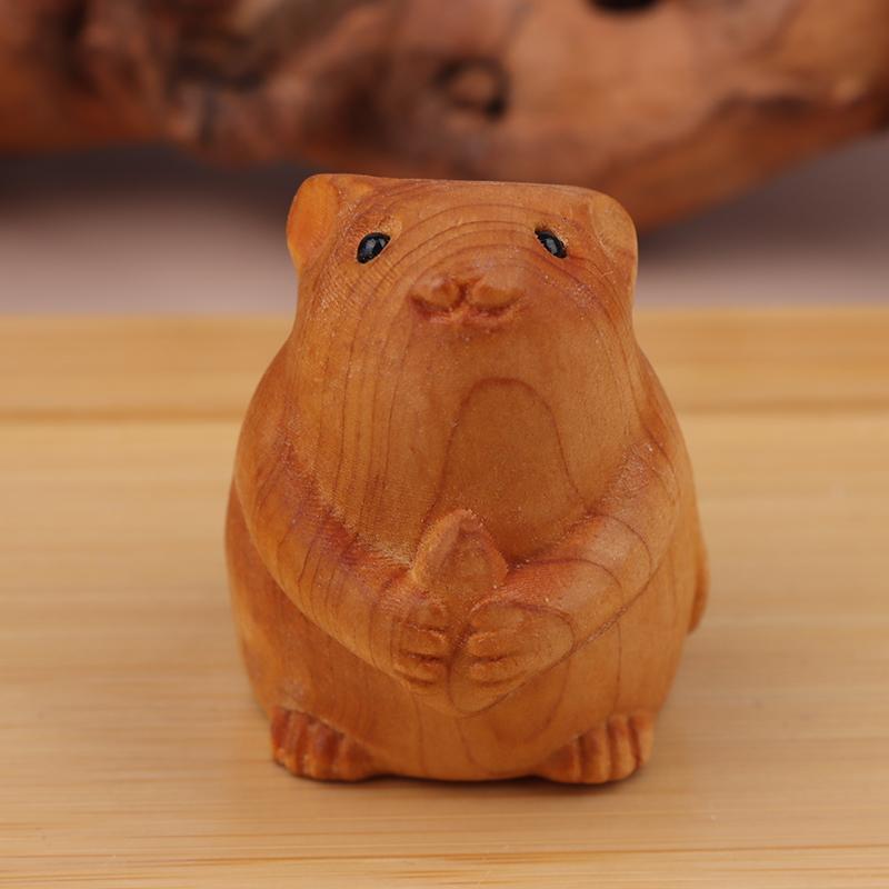 Roztomilá dřevěná malá ozdoba myši Domácí dekorace Retro Mini vyrobené malé figurky myši Dřevěné sochy Řezba Řezbářství Ornament