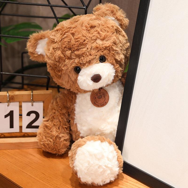 35/50/80CM Cute Classic Bear Plush Toys Kawaii Bear Claw Tag Necklace Bear Plushie Pillow Stuffed Soft Dolls for Kids Girls Gift