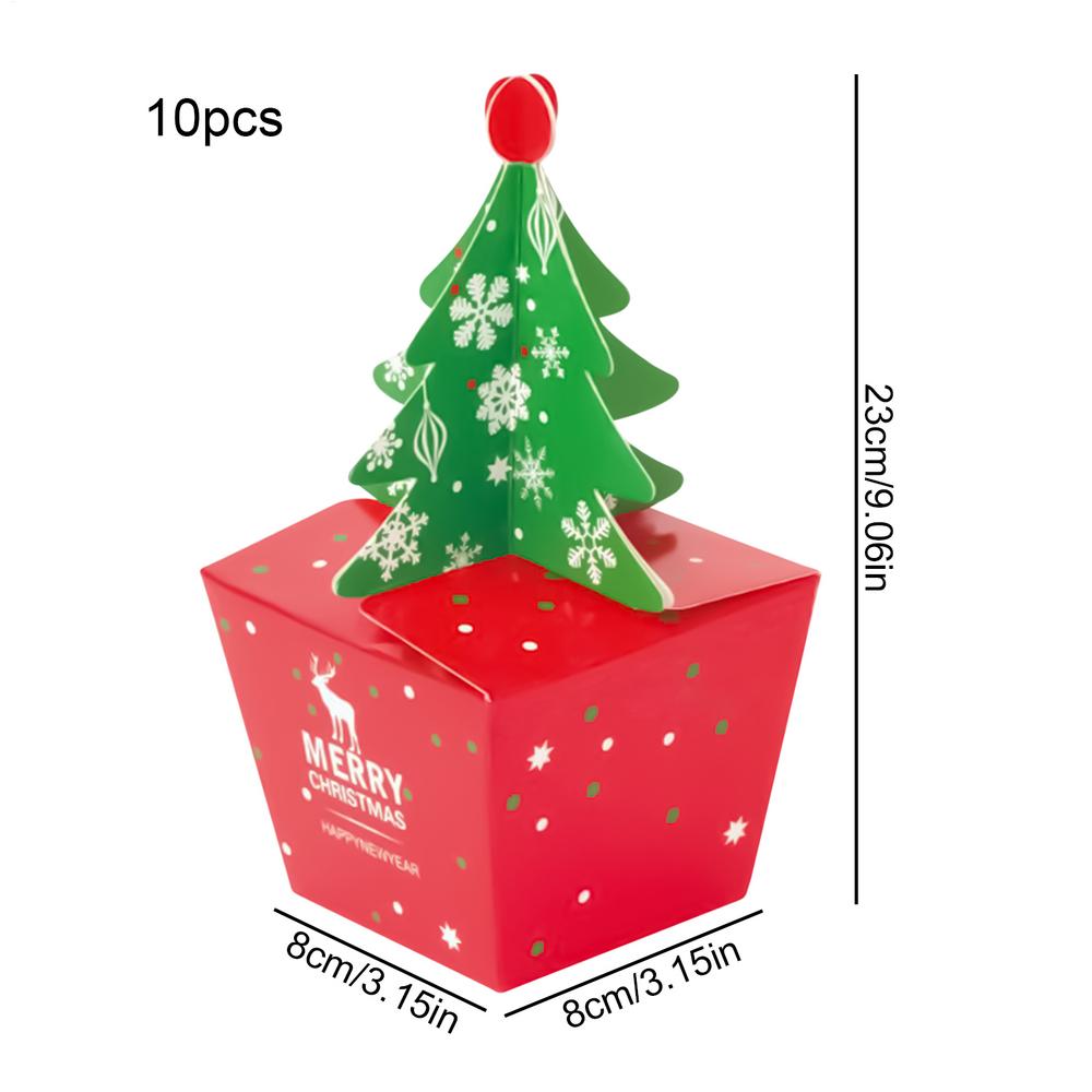 Christmas Boxes 10-Piece Christmas Tree Candy Box 3D Bag Basket Decoration For Valentine's Family Birthday Holiday Easter Snack