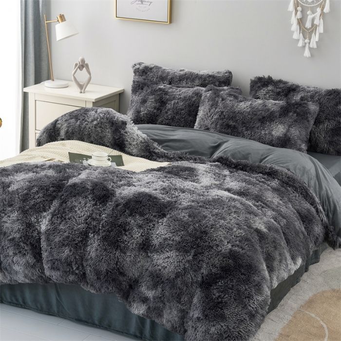 

Thickened mink four-piece set winter Warm plush duvet cover flat sheet pillowcases Colorful crystal velvet 4PCS sets queen king 1.8m bed 4PCS&set