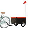 VidaXL Remorque de Vélo, Chariot de Transport avec Barre, Remorque de Bicyclette avec Drapeau Jardin Extérieur, Noir et 94082