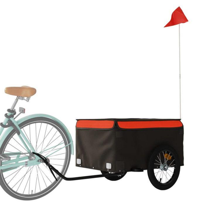 VidaXL Remorque de Vélo, Chariot de Transport avec Barre, Remorque de Bicyclette avec Drapeau Jardin Extérieur, Noir et 94082