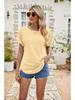 Women's Eyelet Summer Round Neck Short Sleeve Casual T-shirt