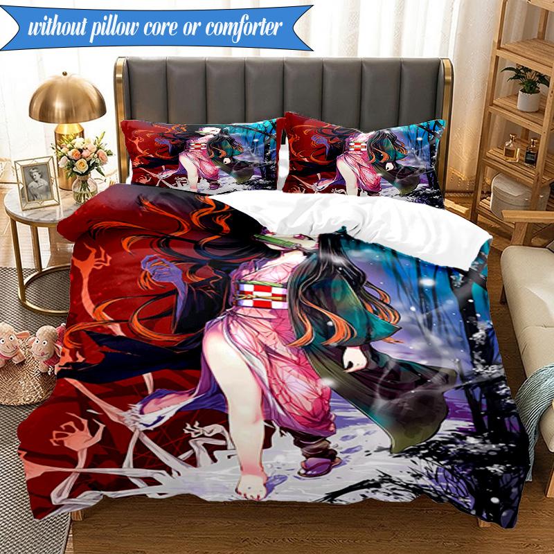 Anime Samurai Warrior's Journey 3pcs K-pop music group Bedding set,Ideal for Bedroom, Dormitory,Including Duvet Cover And 2pcs Pillowcases,Fan gifts