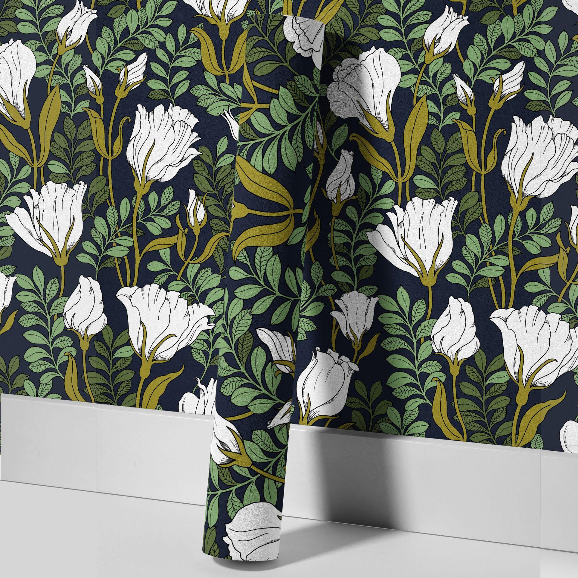 

1PC Vintage Yellow Peel And Stick Wallpaper White Floral Self-Adhesive Removable Wall Stickers for Bedroom Contact Paper 2mx45cm(78.7x17.7in)