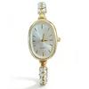 Elegante Damen-Gold-Diamant-Armbanduhr - Ovales Zifferblatt Quarz-Armbanduhr