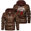 Spring and Autumn Thin Jacket Men's European Size Car Logo Pu Motorcycle Leather Hell Fire American Drama Printed Jacket
