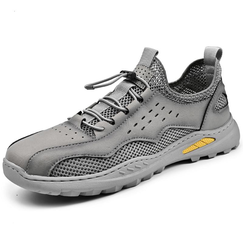 

38-46 Летняя мужская обувь больших размеров, дышащая, для ходьбы на открытом воздухе, повседневная, для хайкинга, кроссовки 38 серый