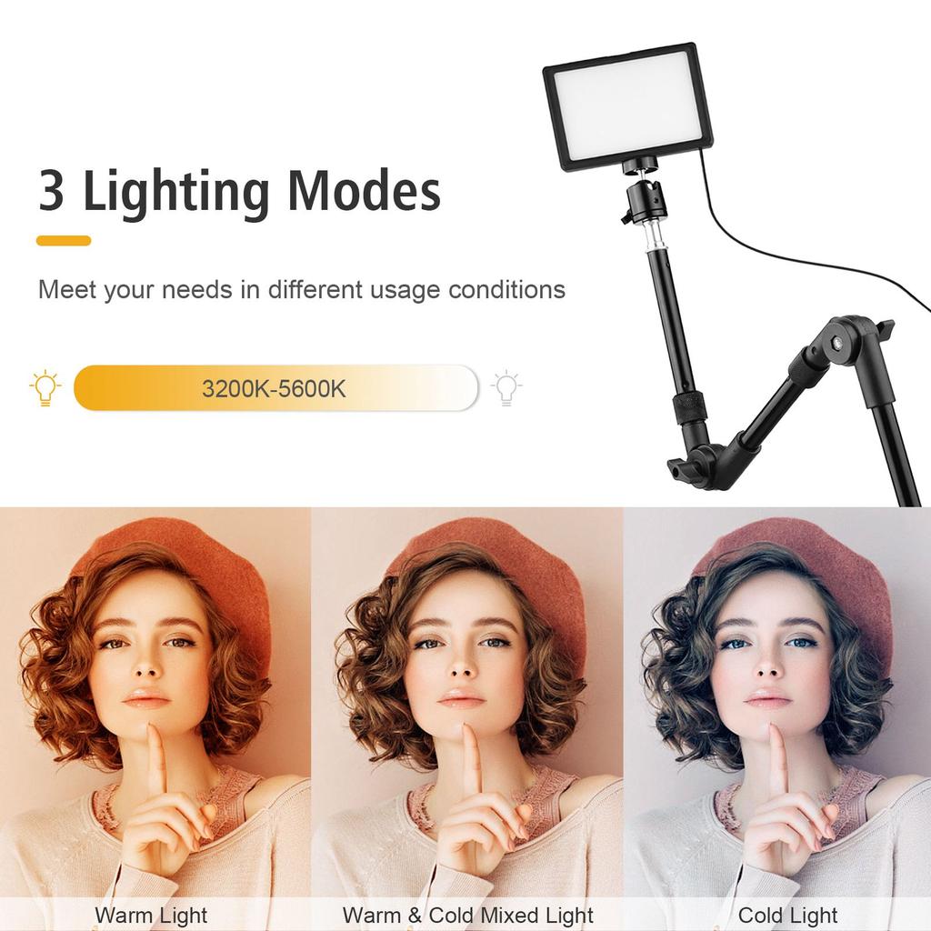 USB Dimmable Photography Lighting Kit LED Video Light with Ball Head Tripod 10 Color Filters Red Yellow Blue Green White