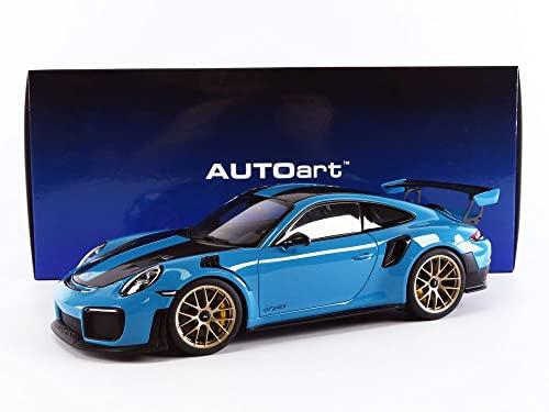AUTOart 1/18 Scale Porsche 911 (991.2) GT2 RS Weissach Package Blue/Carbon Black Finished Model 78175