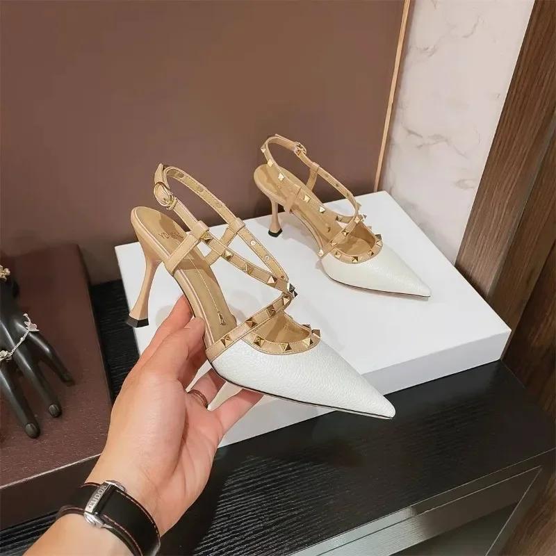 Pointed High Heeled Sandals for Women with Thin Heels for External Wear. 2024 Spring/Summer New European and American Versatile