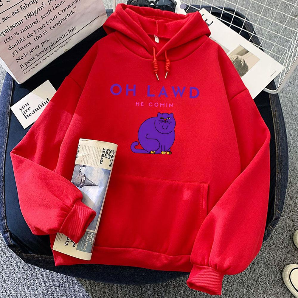 Long Sleeve Men/Women Hoodies Oh Lawd He Treading Letter Printing Sweatshirts Cartoon Funny Graphic Sudaderas Hoodie