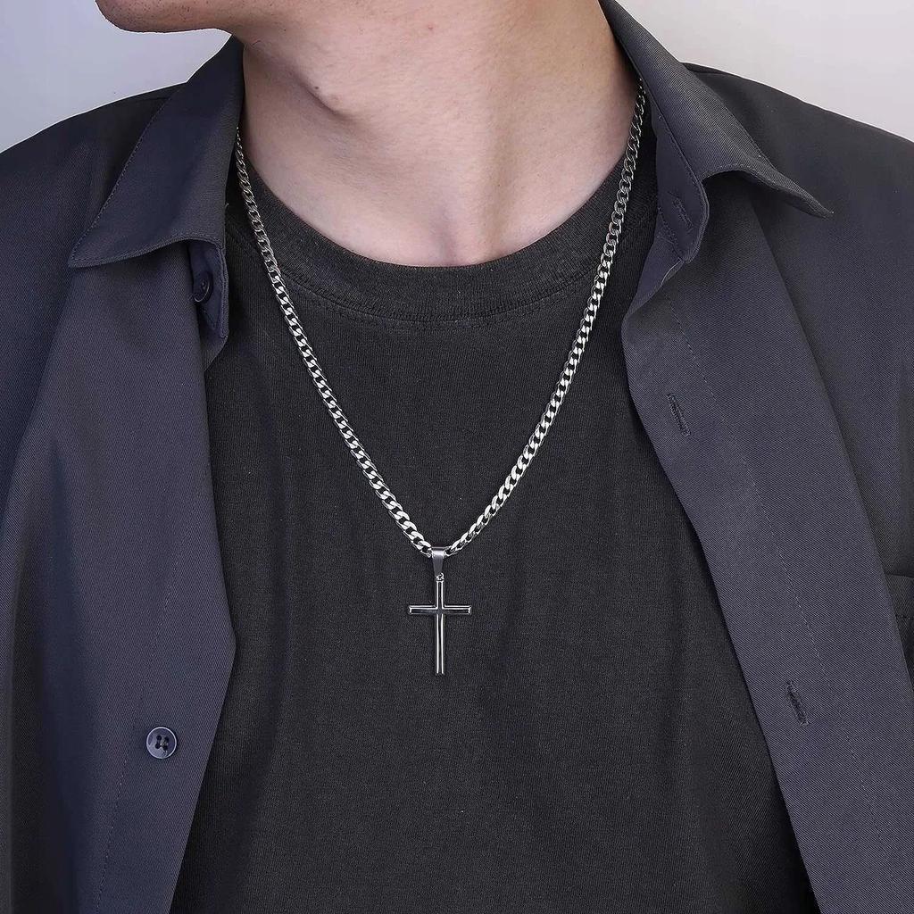 Chain with CROSS Silver Men' Italian Chain with Italian Cross