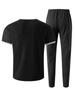 V-neck Waffle Short-Sleeve T-shirt & Long Pants Men's Streetwear Sports Set