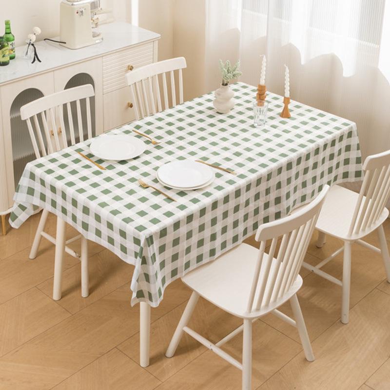 Japanese Style Waterproof Plaid Tablecloth - Oil-proof & Wash-free PEVA for Coffee and Dining Tables