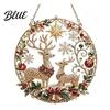 Reusable Christmas Decorations Hanging Diamond Art Ornament, 2D Acrylic Pearl Painting Window Pattern Suncatcher, Holiday Pendant for Wall Decor
