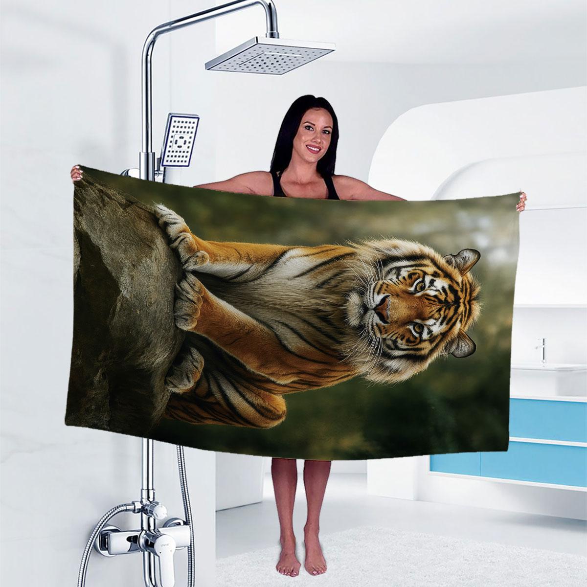 

1pc tiger Print towel Sports Quick-Drying Super Absorbent Camping Towel Super Soft Lightweight Gym Swimming Yoga Beach Towel W40*H60(CM)